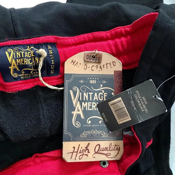 Vintage Americana NWT Black Jogger with Patches Men M - Picture 10 of 12